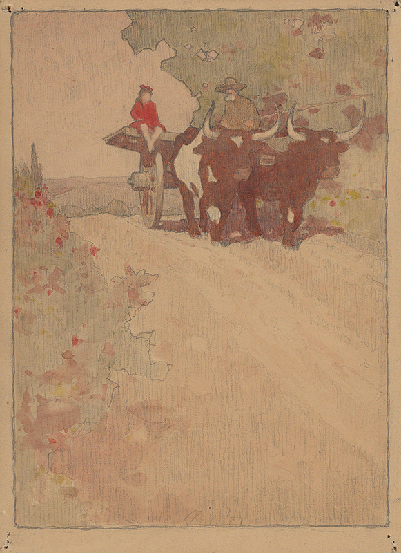 Watercolor Man Girl Oxen Cart.jpg