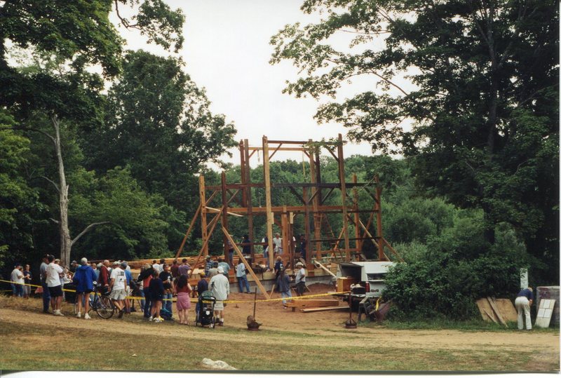 Dudley Farm, Munger barn raising, Durham Road, taken August 2002.jpg