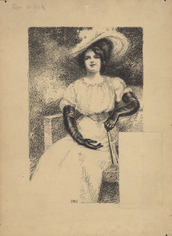 Pen Ink Woman Seated Hat.jpg