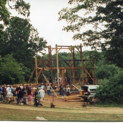 Dudley Farm, Munger barn raising, Durham Road, taken August 2002.jpg