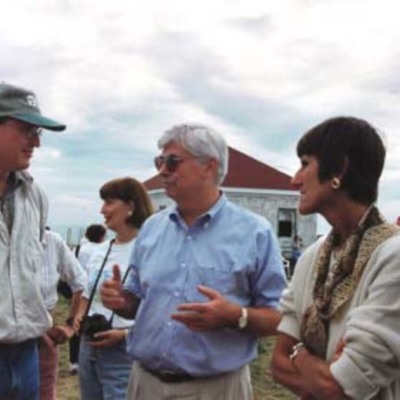 Connecticut Senator Christopher Dodd and Connecticut Congresswoman Rosa DeLauro visit Faulkner's Island.