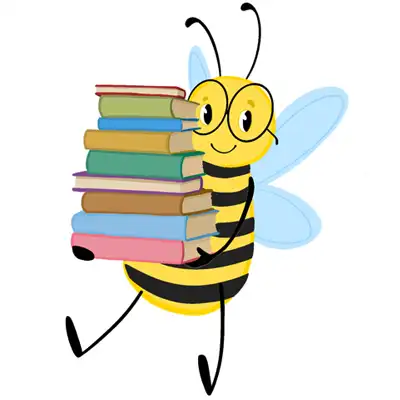 drawing of bee with books